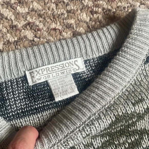 Vintage Wool Blend Aztec Crewneck Sweater Mens Largr